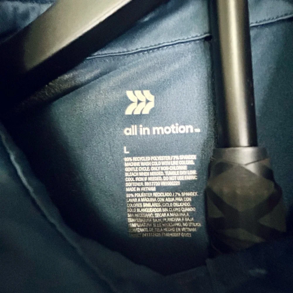 All in Motion Men's Navy Striped Polo Shirt, Size Large - Picture 4 of 13